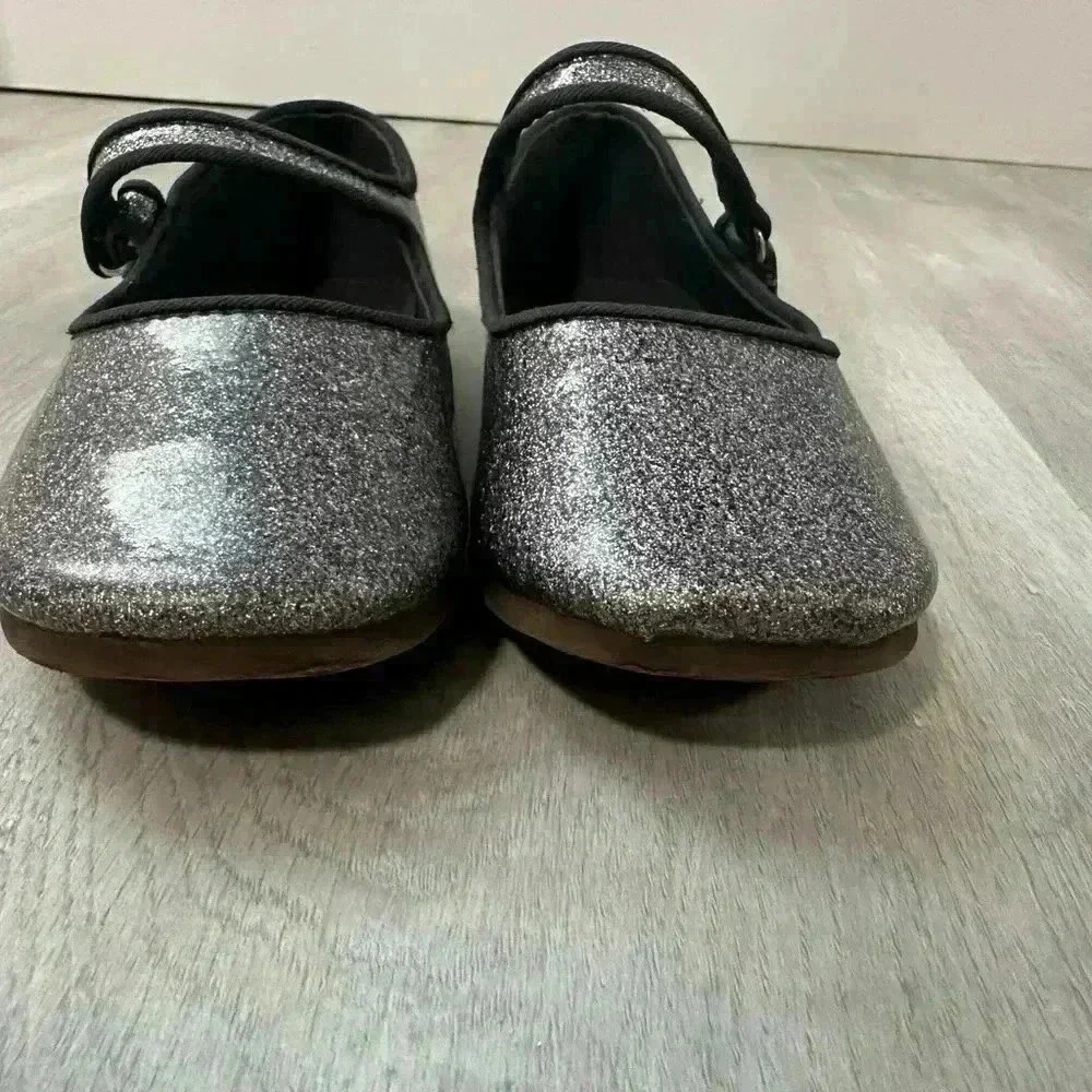 ZARA Kids Girls Silver Glitter Mary Jane Shoes Sparkle Buckle Strap Size 27 us 9